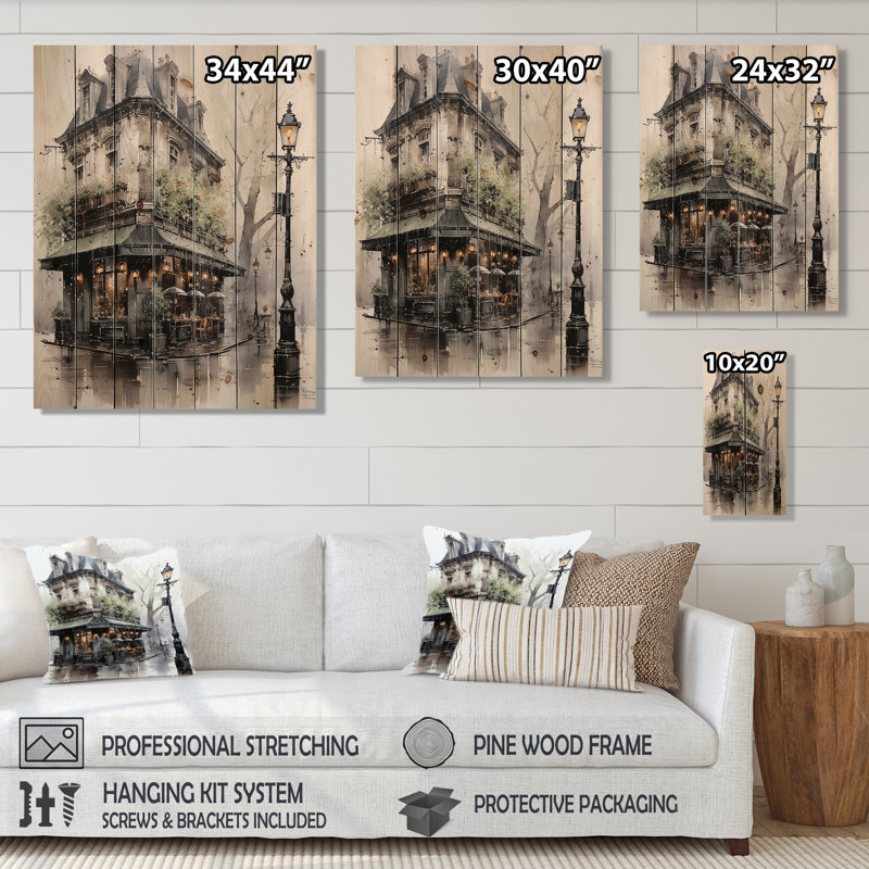 Brume Paris Montmartre sur bois, H 32 po x l 24 po x P 0,78 po
