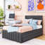 Lit plateforme tapissier avec lit gigogne et 3 tiroirs-34695218-34695220