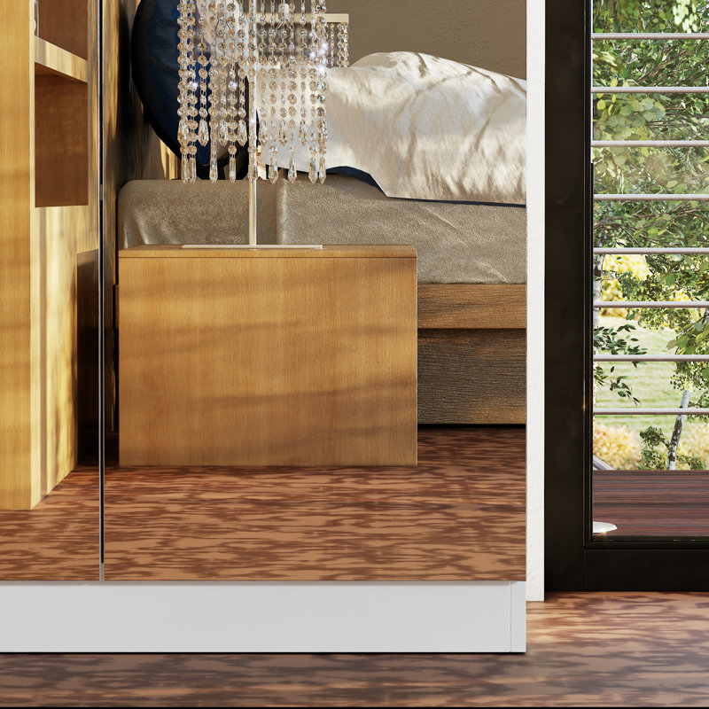 Westlake Elegant Full-Length Mirrored Wardrobe With Dual Compartments And Multiple Drawers