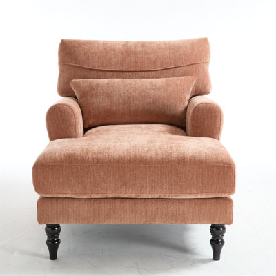 Modern Chenille Chaise Lounge Chair with Lumbar Pillow by Latitude Run