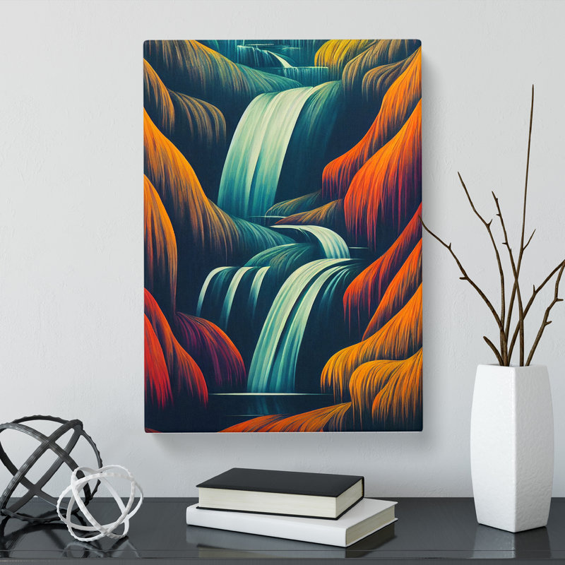 CAN-V0523-2811X Waterfall Art Nouveau Style Vol.1 - Wrapped Canvas Print, 50cm H x 35cm W