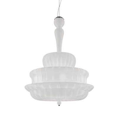 Novecento Suspension G Crystal Striped Glass Glossy Chrome E12 Ul
