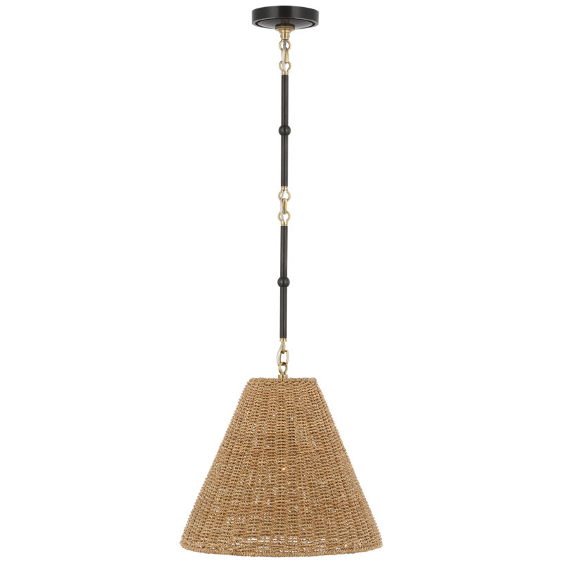 Goodman Pendant by Thomas O'Brien, 12.75" H x 15" W x 15" D, Toast, Bronze/Hand Rubbed Antique Brass