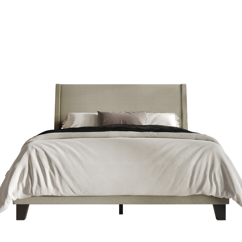 Mieko Upholstered Bed, Full, Dark Beige