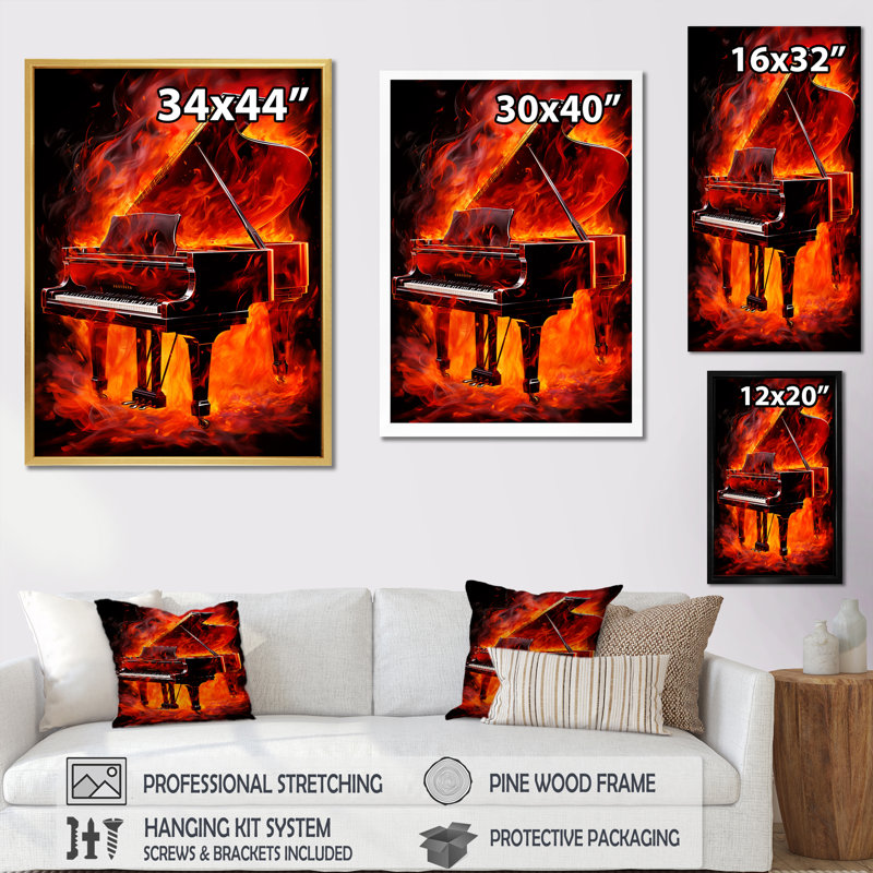 «Red Piano», reproduction d'art sur toile, Toile tendue, H 32 po x l 24 po x P 1 po