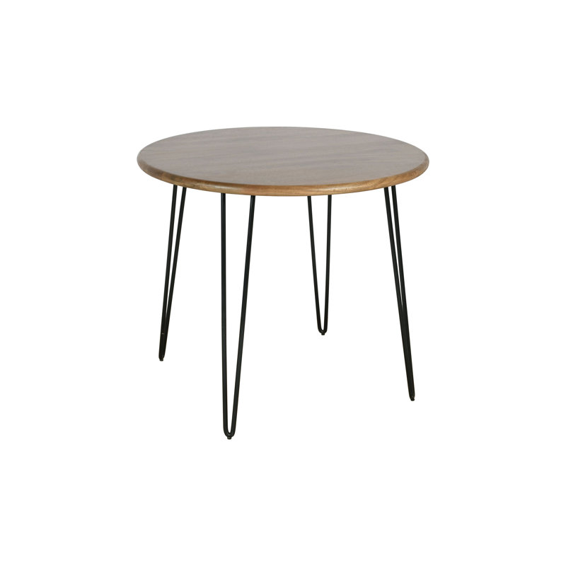 Dawley Round Solid Wood Top Metal Base Dining Table, Standard Height (30" Height)