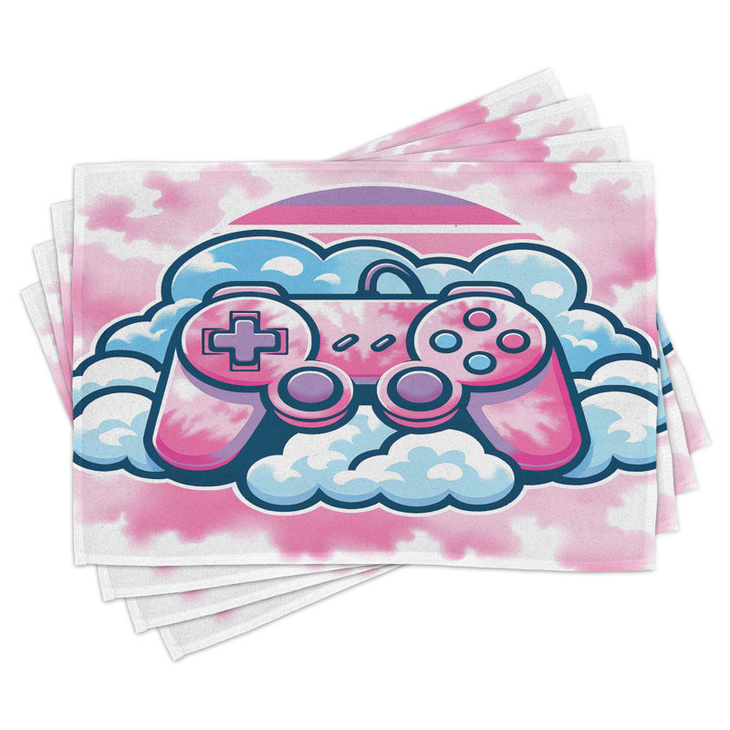 Ensemble de 4 napperons roses Ambesonne Girly Gamer Concept