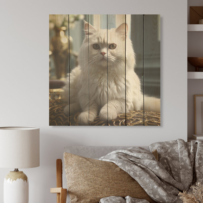 «Exotic Shorthair Elegance Cat», art mural en bois sur bois de pin naturel, H 25 po x l 25 po