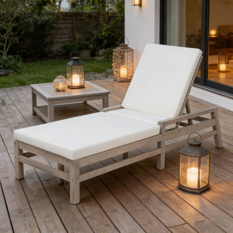 Chaise longue d'extérieur réglable, 1, Gris