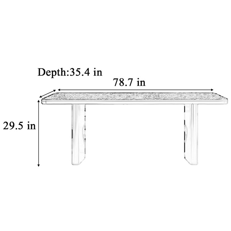 Table de salle à manger légère et luxueuse, H 29,5 po x L 78,7 po x l 35,4 po, Blanc