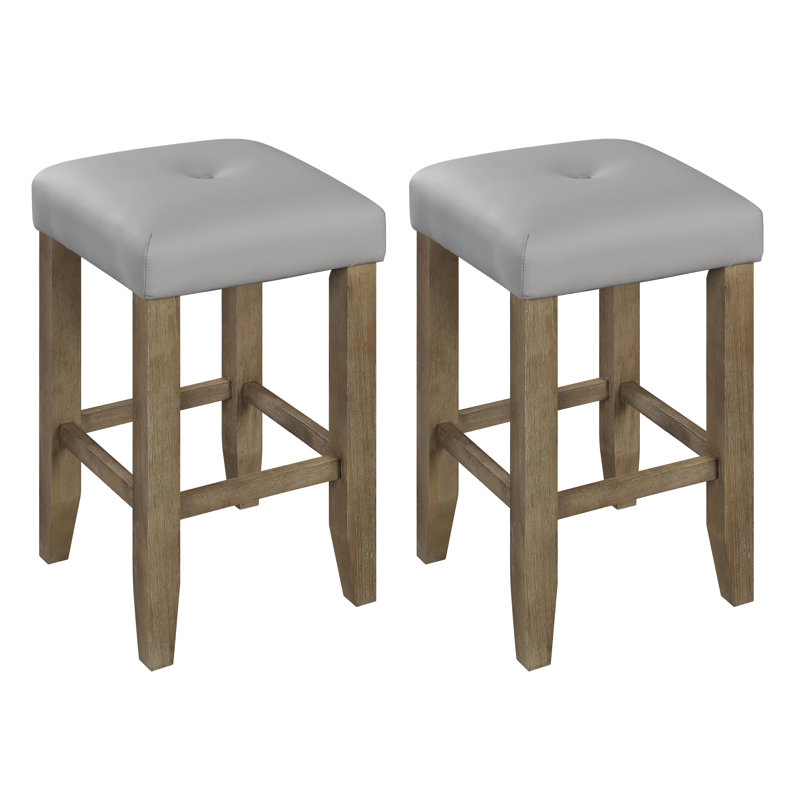 Chapin Grey And Oak Counter Height Stools (Set Of 2)