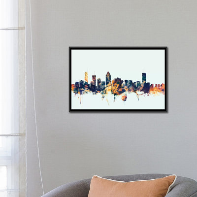 " Montreal, Canada On Blue " by Michael Tompsett Graphic Art
