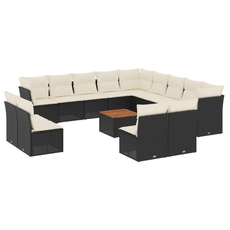 Ensemble de canapé de jardin Vidaxl noir, blanc crème
