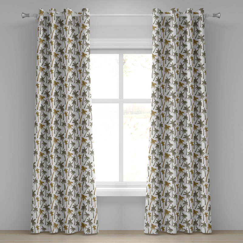 Rideau à œillets à motif tropical palmier vert foncé 50 po x 54 po vert armée Bay Isle Home ™, L 50 po x L 120 po