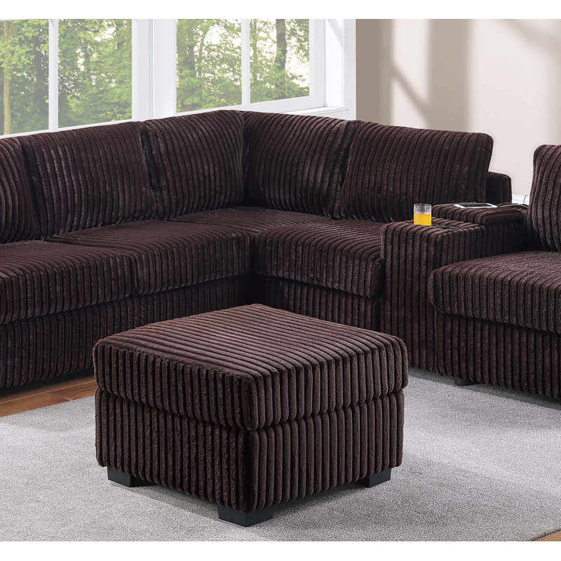Ensemble modulaire en L contemporain avec console USB et repose-pieds cocktail 4 pièces Contemporary