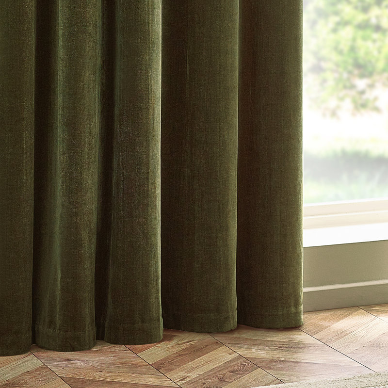 Heavy Chenille Blackout Curtain Panel Pair, 229cm Width x 137cm Drop, Green
