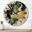 Horloge murale surdimensionnée en bois vert et jaune-2098629840