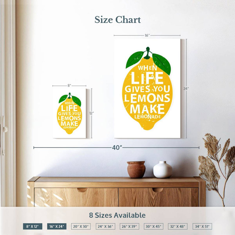 Life Gives You Lemons Quote, 24" H x 16" W