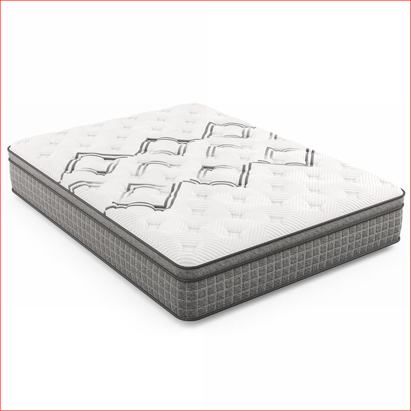 Mattress Queen 12.5" Medium Cooling Copper Hybrid Euro-Top, Greenguard Gold, Made in USA | White | Foam+Spring, Queen