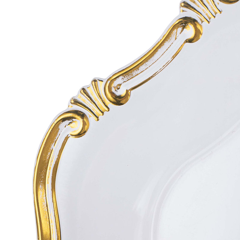 Paquet de 8 assiettes de présentation en plastique, P 13 po, Doré