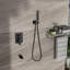 Système de douche intégré avec bec de baignoire en cascade - Pomme de douche carrée à fixation au plafond de 12 pouces, douche à main, valve, installation facile et pratiques de propreté avec hygiène