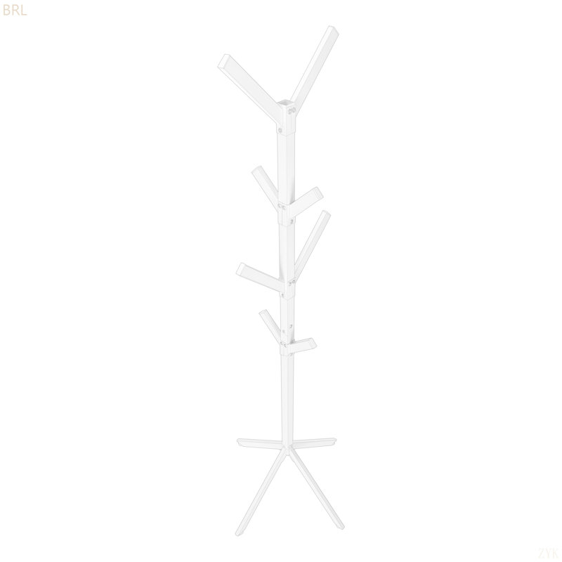 Coat Rack, Hall Tree, Free Standing, 8 Hooks, Entryway, 70"H, Bedroom, Metal, Contemporary, Modern, White