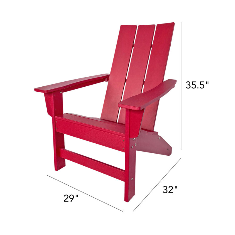 Meridian All-Weather Modern HDPE Adirondack Chair, Red