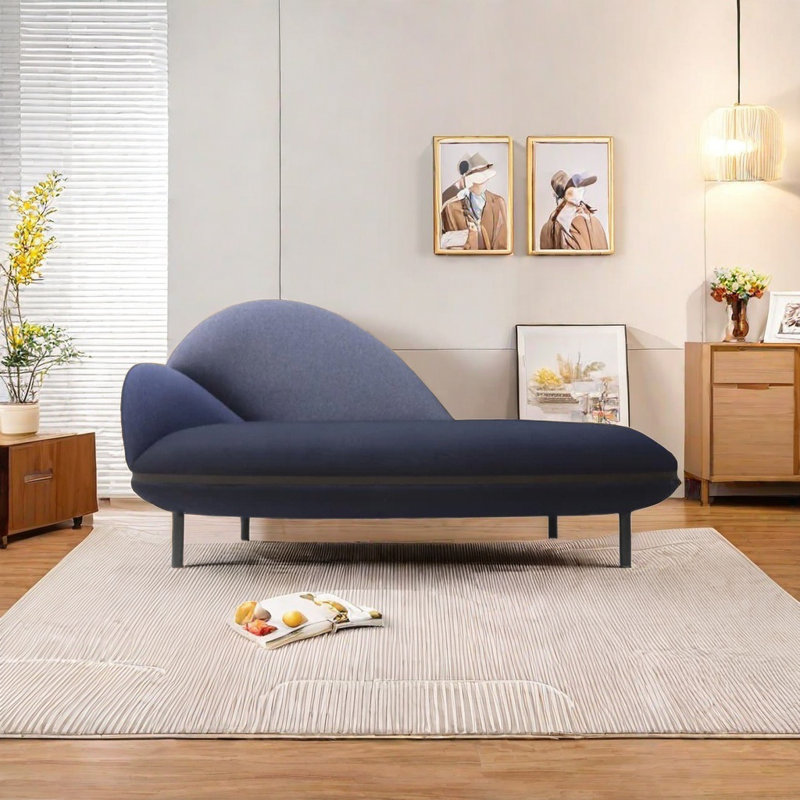 Chaise longue en velours, Orienté à gauche (vu de face), Bleu très foncé