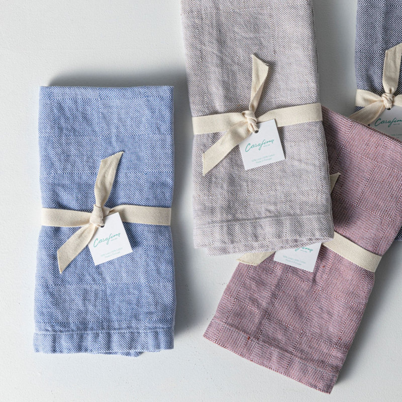 Eivissa Linen Blend Square Napkins, Blueberry