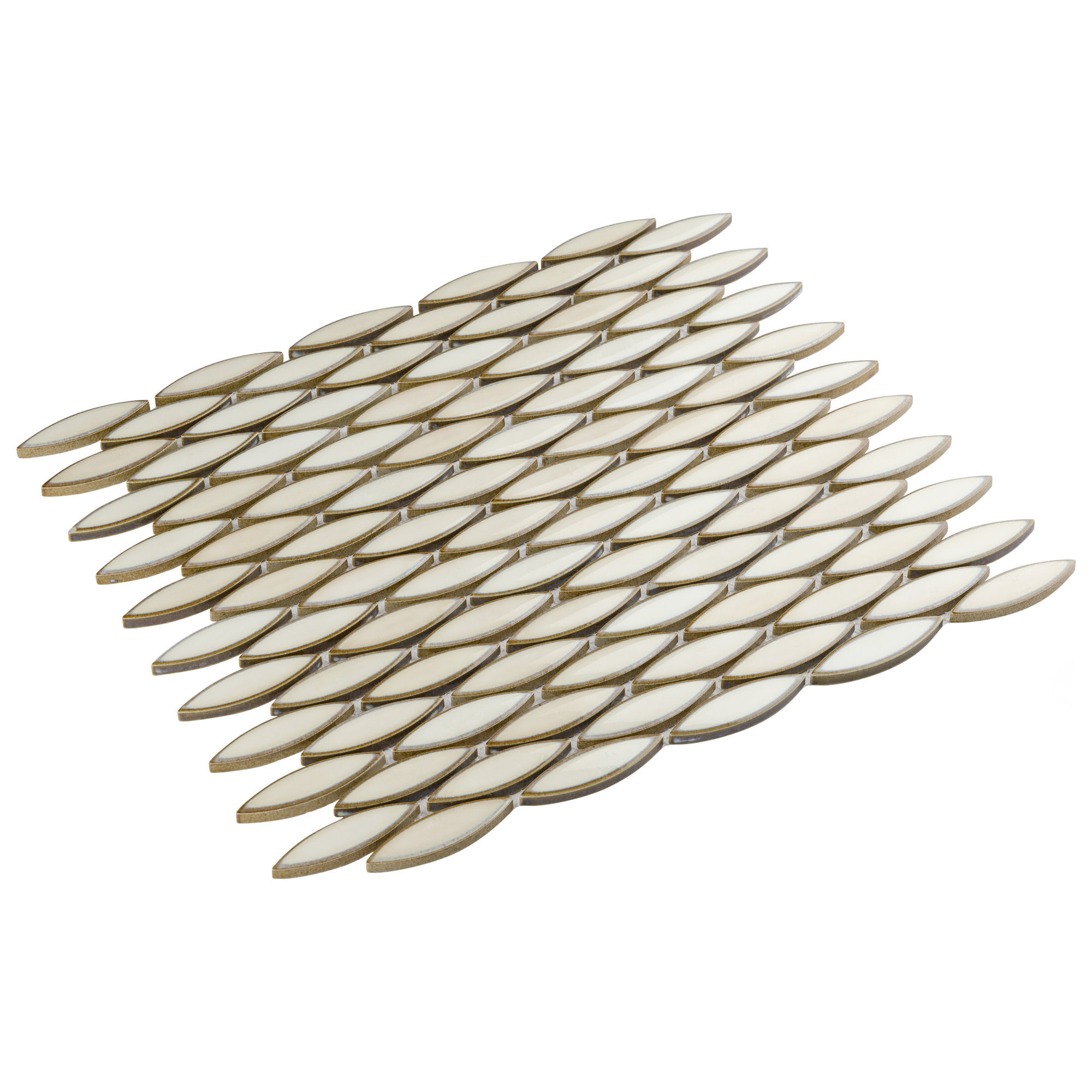 Pescado 12 " x 12-1/2 " Porcelain Mosaic Floor & Wall Tile, Glossy Cream/Beige
