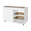  Multi-Functional Storage Island Vanity Console with Glass Display Shelves and Reversible Top, White