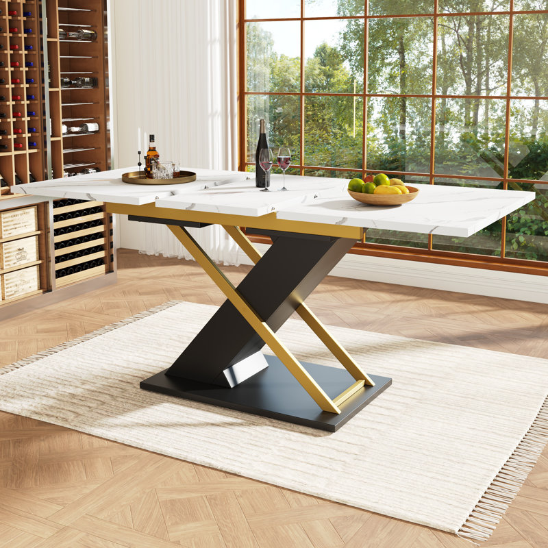 Extendable Metal Base Dining Table