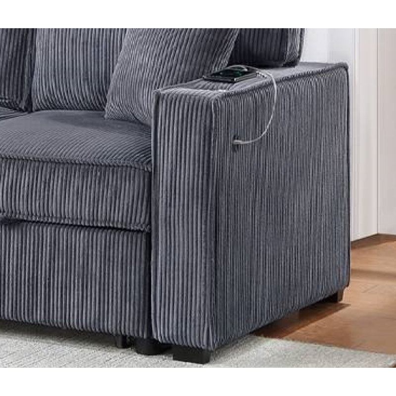 Palomino COVERTIBLE SECTIONAL, Dark Gray Corduroy