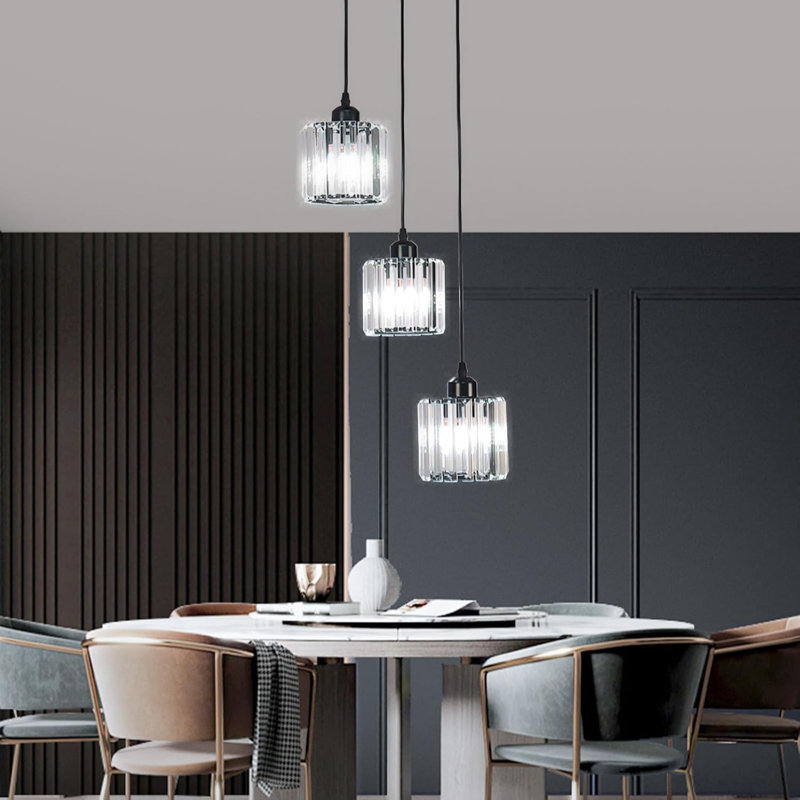 Lustre suspendu moderne en cristal avec lumières suspendues réglables pour îlot de cuisine, salle à manger, salon et entrée