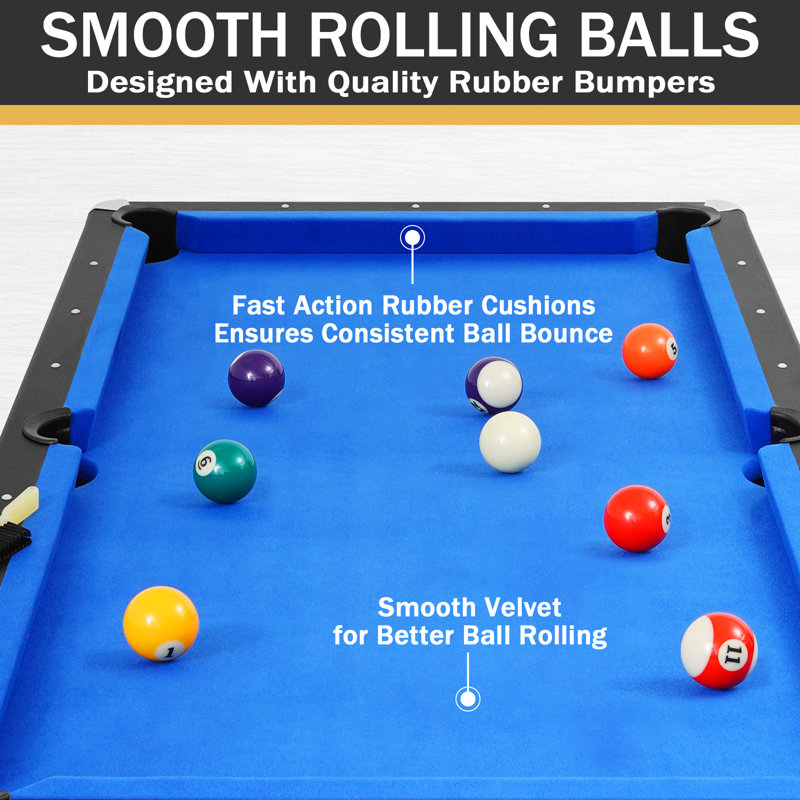 RayChee 84" Pool Table, Modern Billiard Table with with 2 Cue Sticks, 16 Balls, Triangle, Chalk, Brush and Leg Levelers