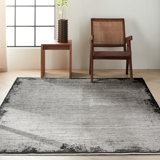 Abstract Machine Woven Gray Area Rug