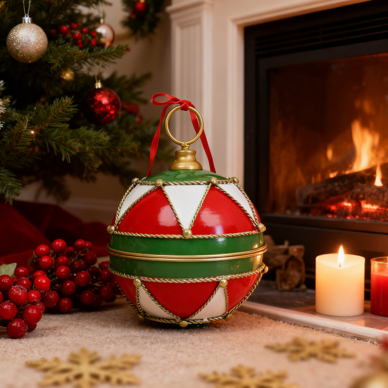 Ornement de cloche de Noël, White/Red/Green