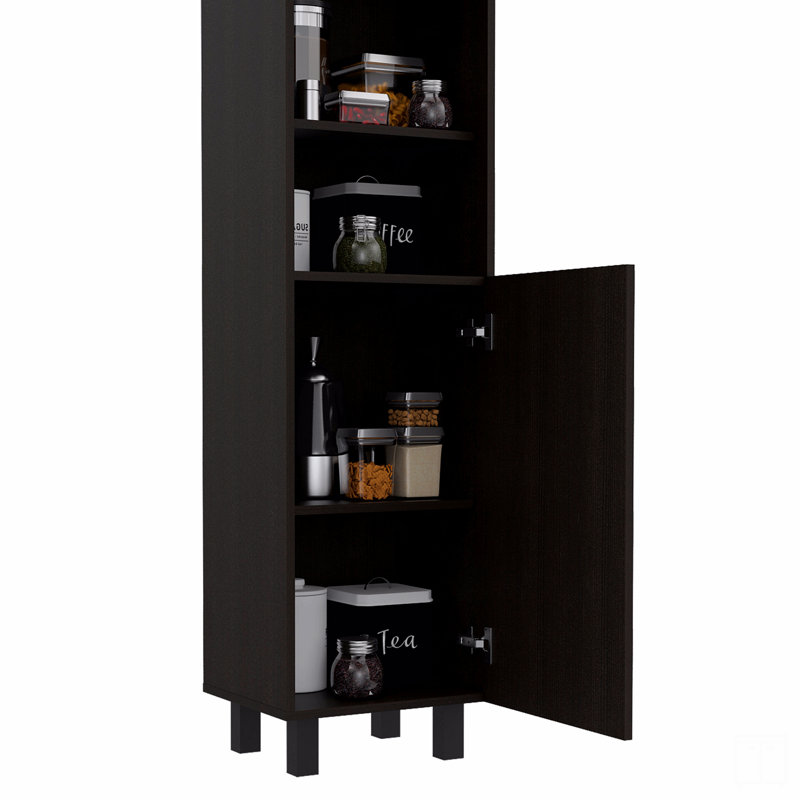 2-Shelf Rectangle Pantry Cabinet, Black