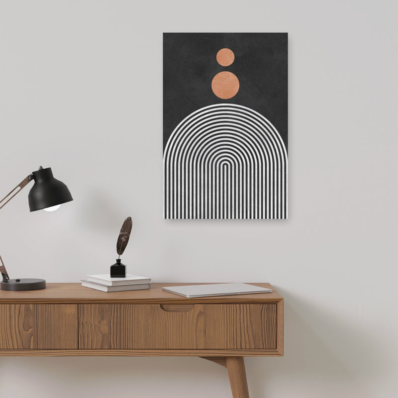 «Terracotta Circles And Arches», reproduction d'art murale contemporaine abstraite, 18" H x 12" W