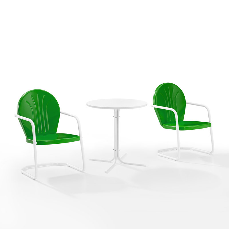 Landyn 2 - Person Patio Dining Set with Round Table, Green