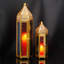2 Piece Metal Glass Tabletop Lantern Set