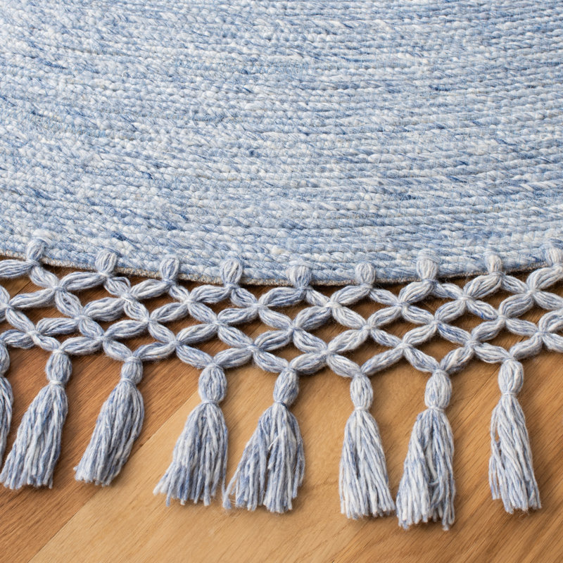 Tapis bleu denim touffeté à la main Crum, Rond 6 pi