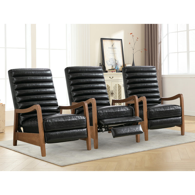 Fauteuil inclinable club 26 po Mid-Century, Noir