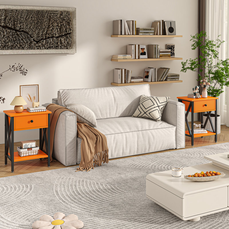 Demmer End Table with Storage, Orange