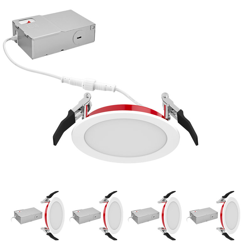 Éclairage encastré à DEL 4 pouces Luxrite, 5 CCT, luminaire à DEL sur tranche, 2 heures de résistance au feu, 820 lm, 10 W, intensité variable, CRI90, homologué UL Energy Star