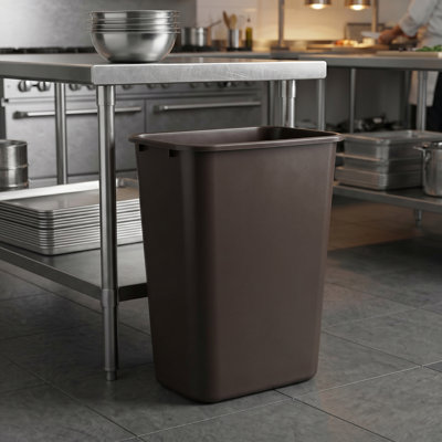 Poubelle rectangulaire en plastique 10 gallons Browm | Ensemble de 5