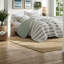 Ensembles de literie vert sauge de qualité supérieure, édredon en polyester teint en fil avec motif rayé pour une maison moderne toutes saisons