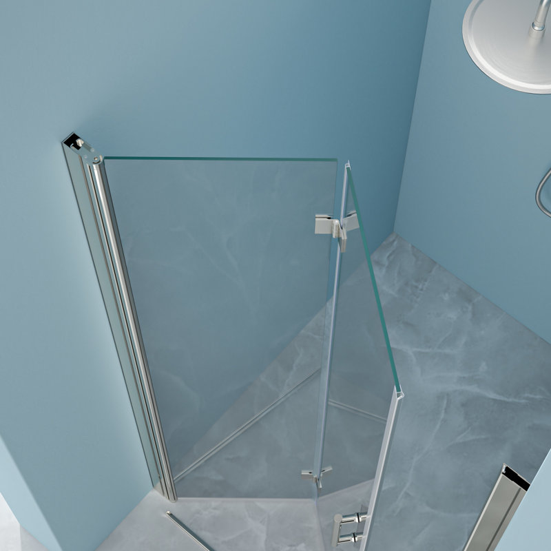 Porte de douche l 30 po x H 72 po, conception pliable - verre trempé, espace, sortie élément pliable réglable