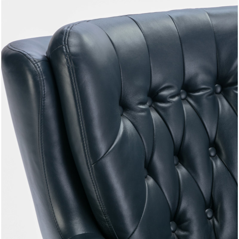 Corrigan Studio® Calvin Midnight Tufted Faux Leather Swivel Chair | Wayfair