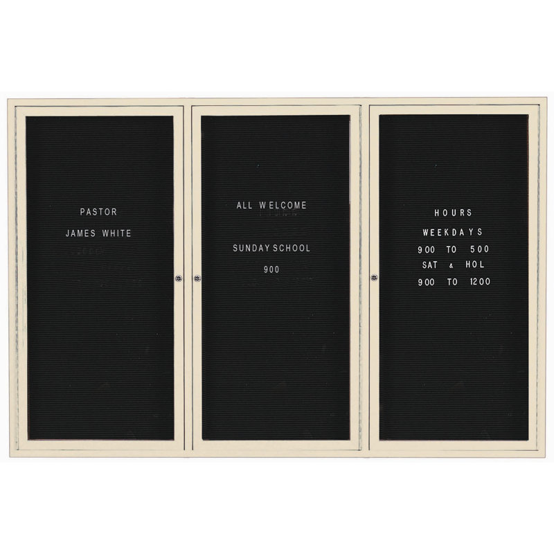 Wall Vinyl Letter Board, Powder Coated Ivory, Three, 48" H x 96" W